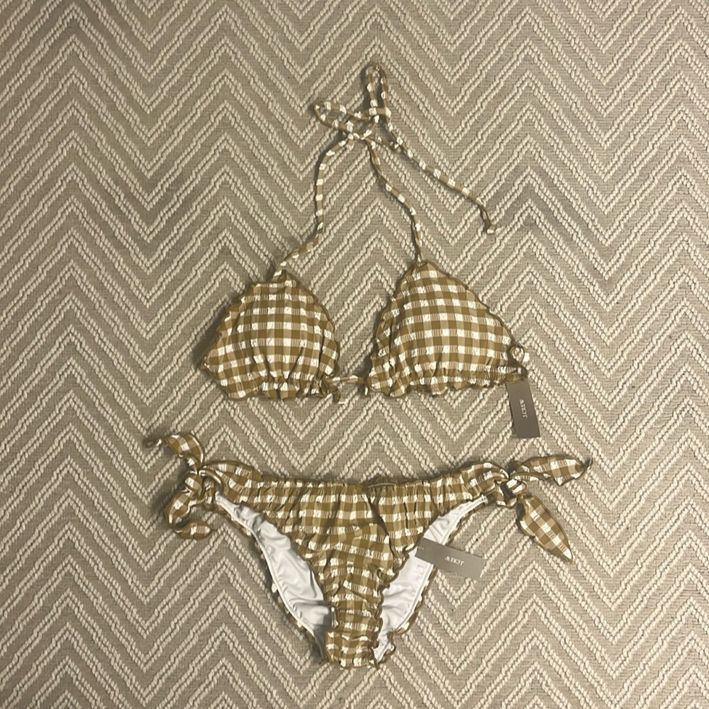 J. Crew Brown Gingham Bikini